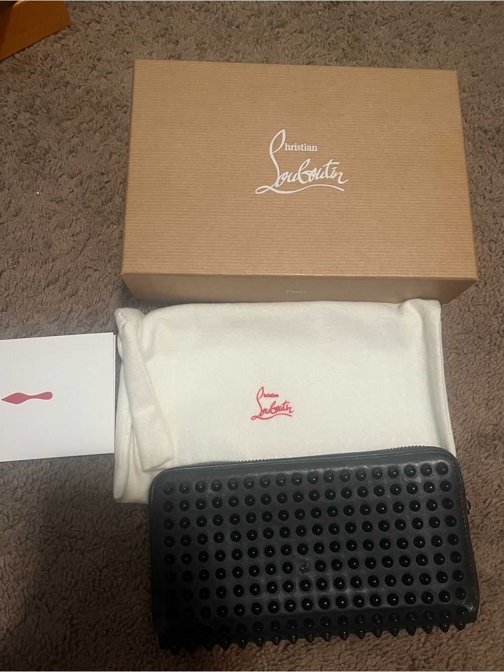 Christian Louboutin Black Studded Zip-Around Wallet